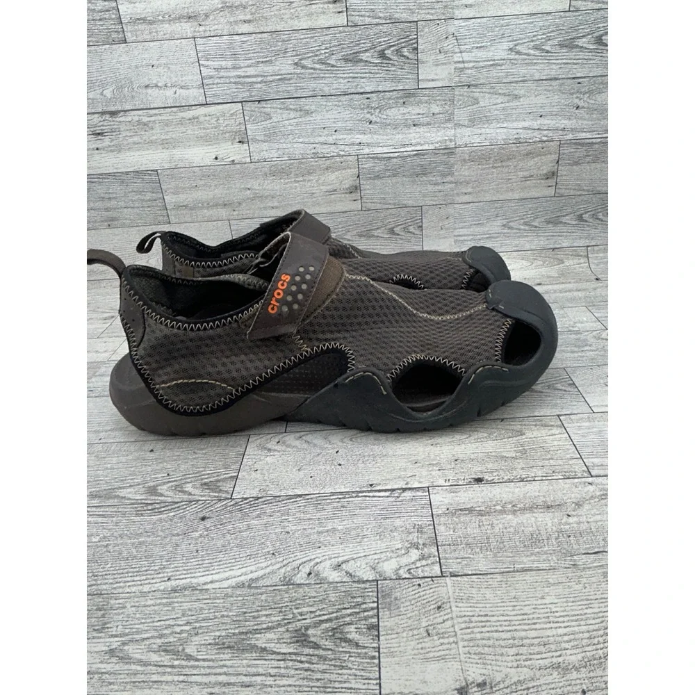 Crocs Swiftwater Mesh Sandals Men Sz 13 Espresso Black Sport Water Shoes 15041